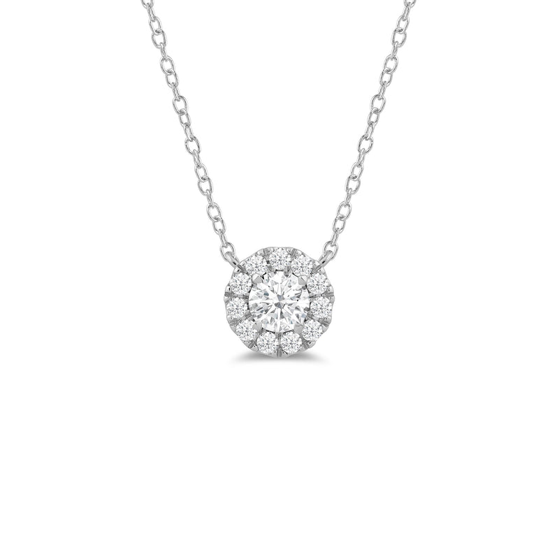 Halo Round Lab Created Diamond Necklace