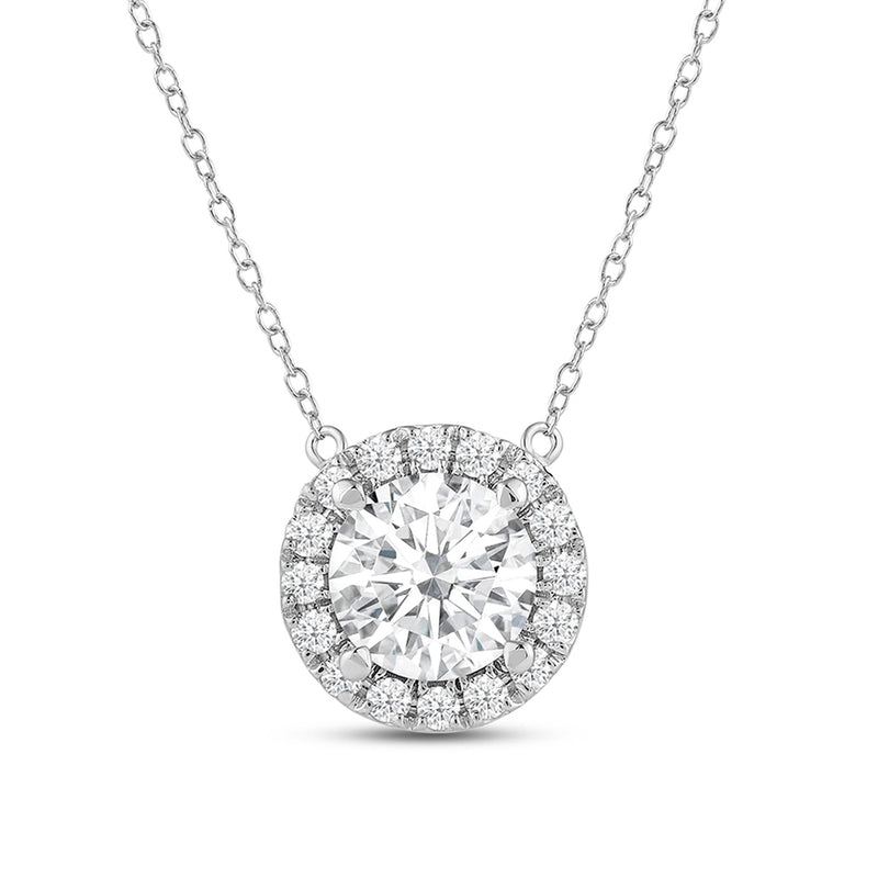 Halo Round Lab Created Diamond Necklace