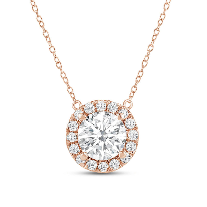 Halo Round Lab Created Diamond Necklace