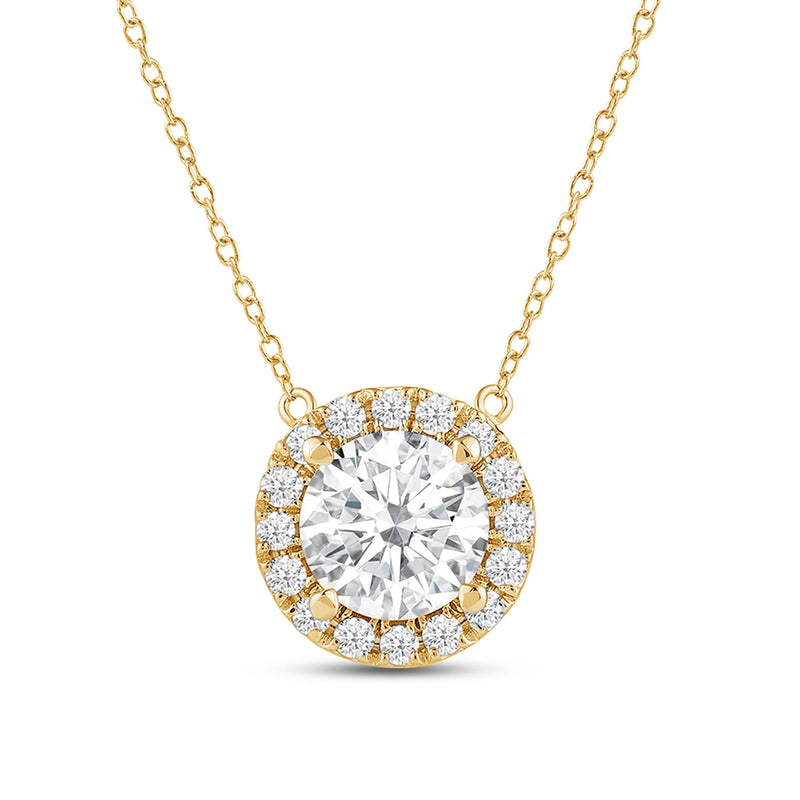 Halo Round Lab Created Diamond Necklace