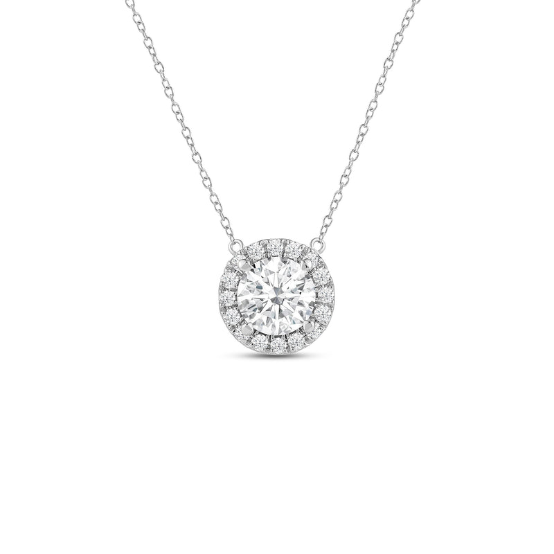Halo Round Lab Created Diamond Necklace
