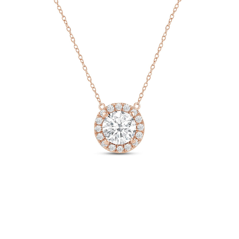 Halo Round Lab Created Diamond Necklace