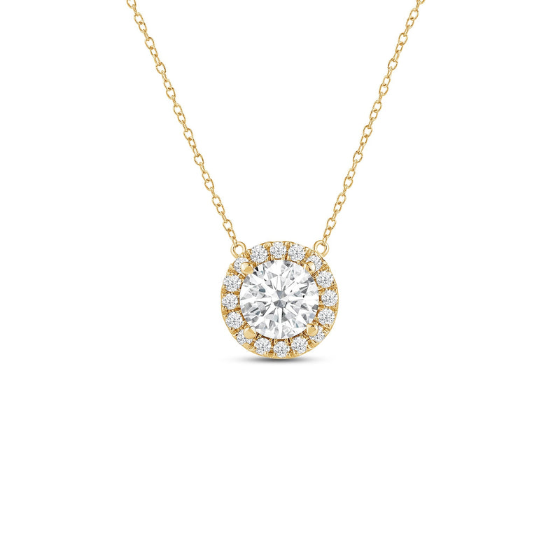 Halo Round Lab Created Diamond Necklace