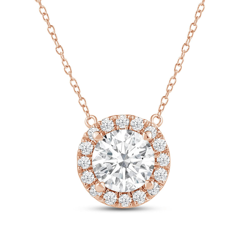 Halo Round Lab Created Diamond Necklace