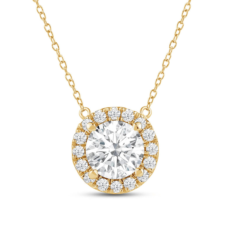 Halo Round Lab Created Diamond Necklace