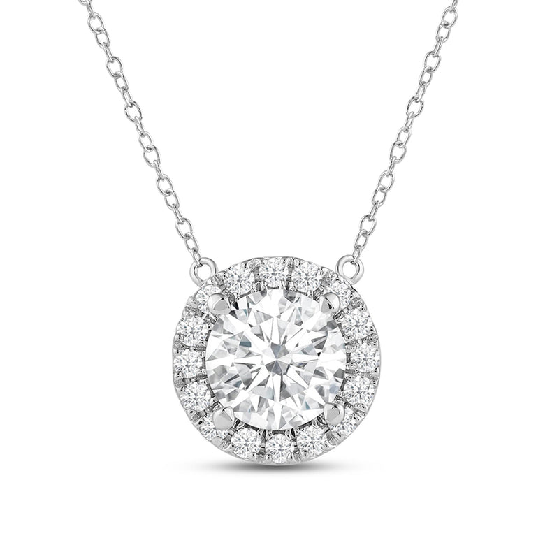 Halo Round Lab Created Diamond Necklace