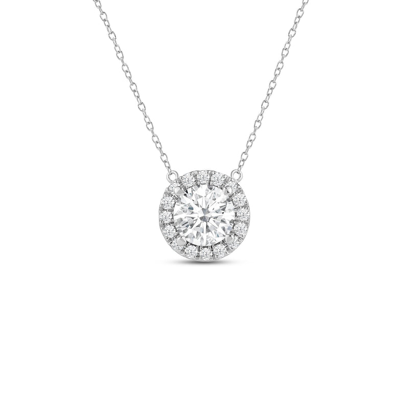 Halo Round Lab Created Diamond Necklace