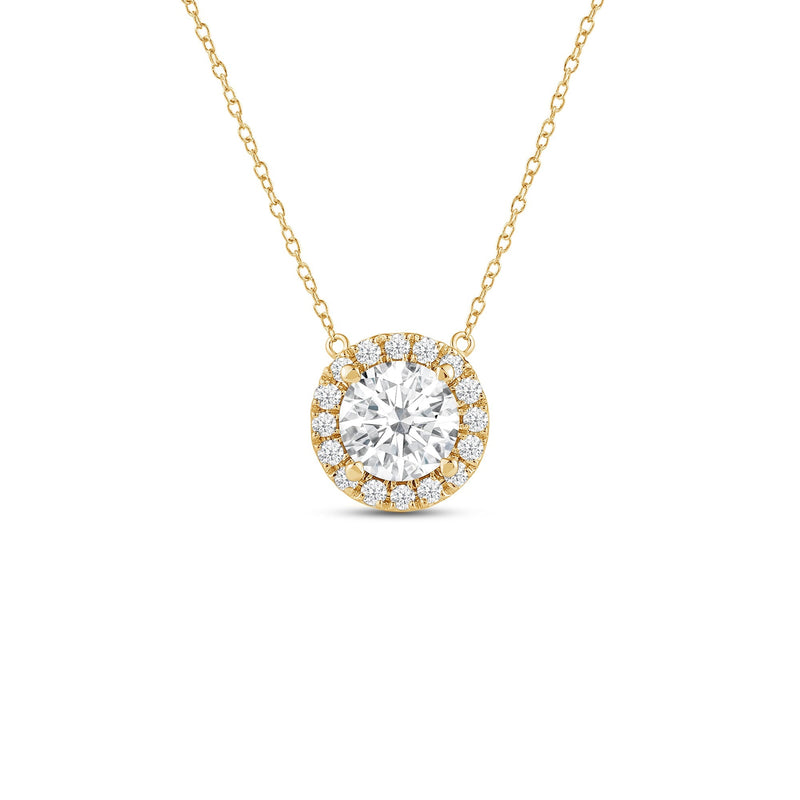 Halo Round Lab Created Diamond Necklace