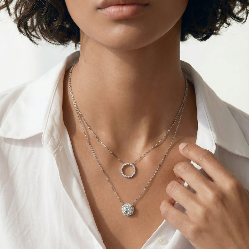 Halo Round Lab Created Diamond Necklace