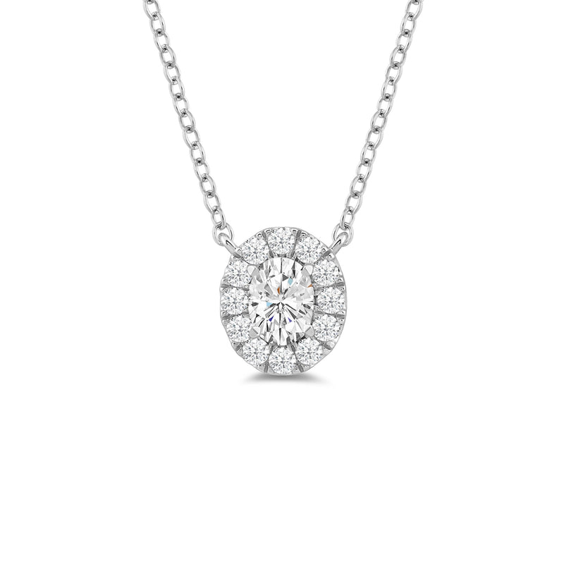 Halo Oval Lab Created Diamond Necklace