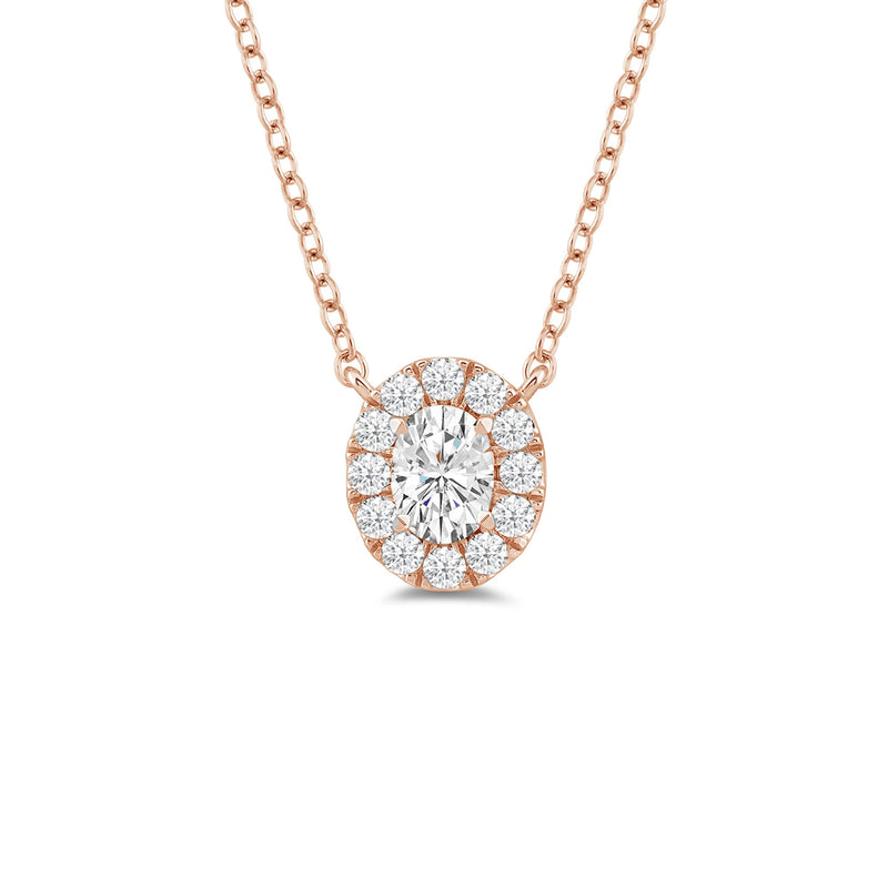 Halo Oval Lab Created Diamond Necklace
