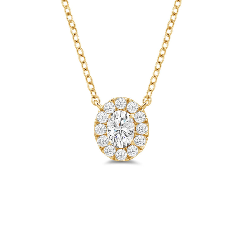 Halo Oval Lab Created Diamond Necklace