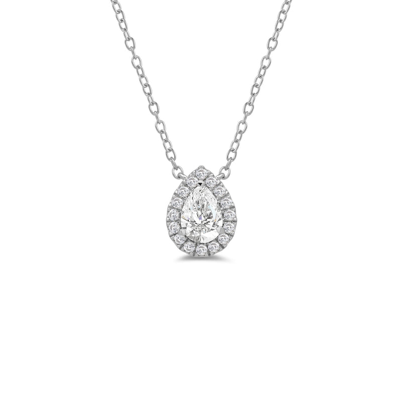 Halo Pear Lab Created Diamond Necklace