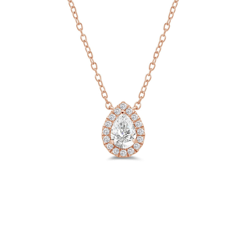 Halo Pear Lab Created Diamond Necklace