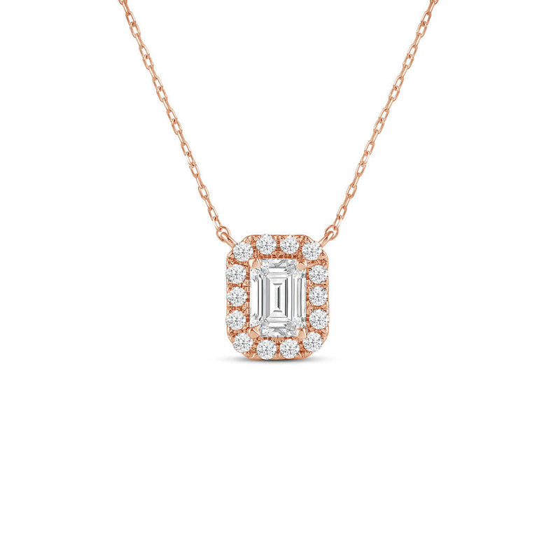 Halo Emerald Lab Created Diamond Necklace