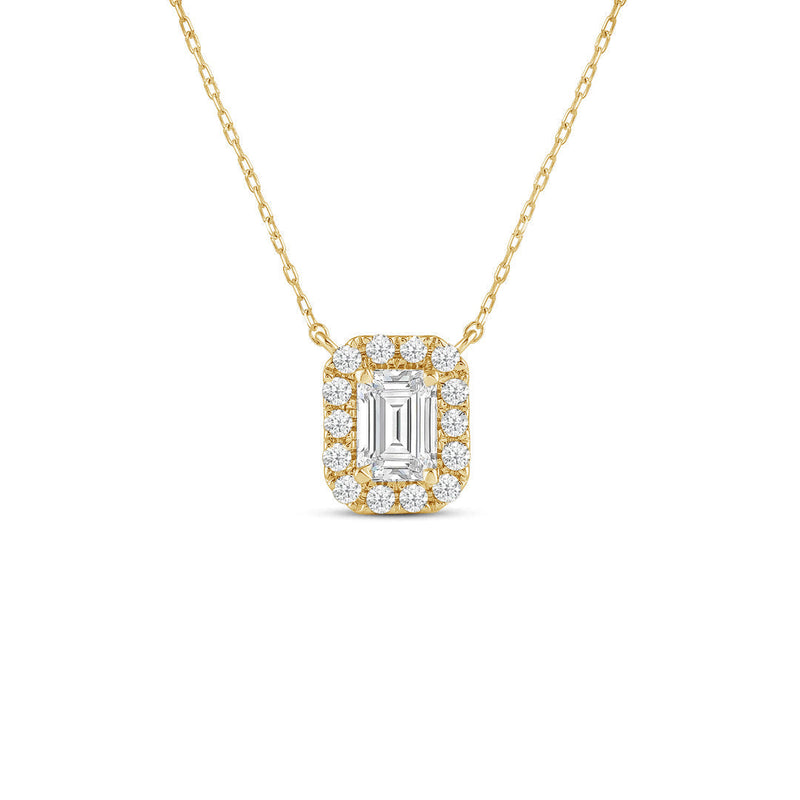 Halo Emerald Lab Created Diamond Necklace