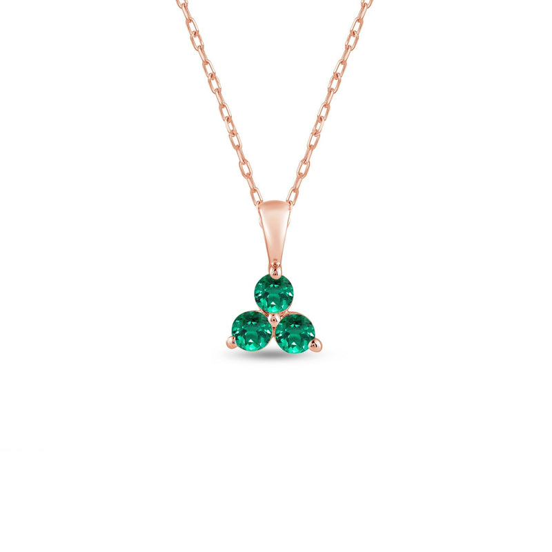 Emerald Three Stone Cluster Pendant