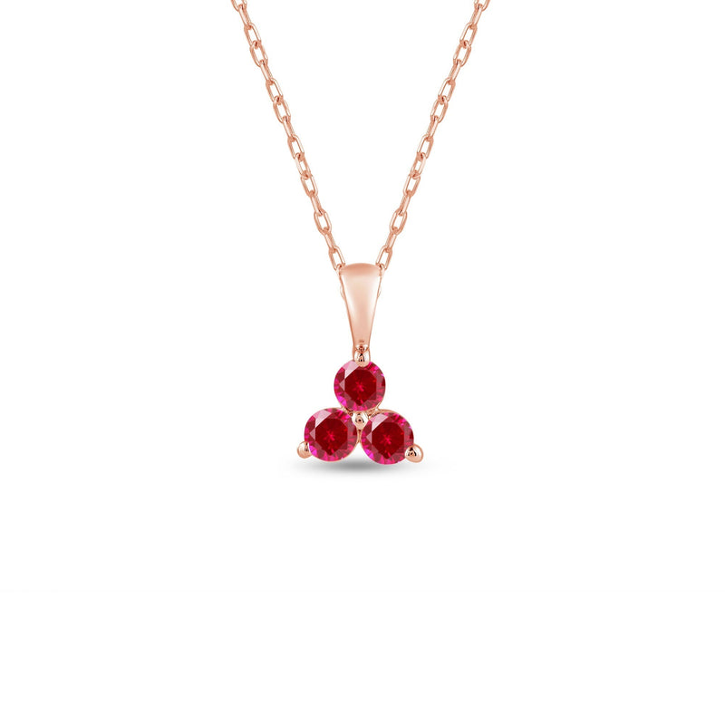 Ruby Three Stone Cluster Pendant