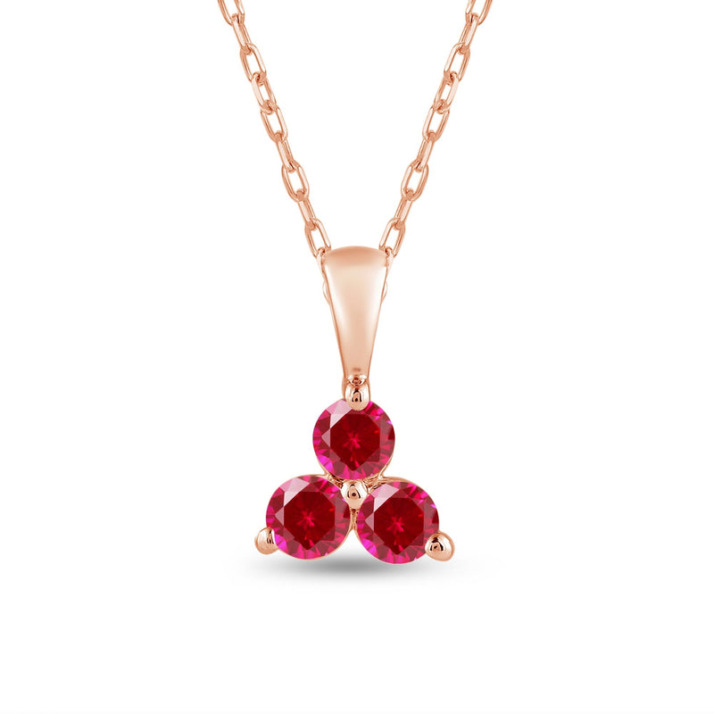 Ruby Three Stone Cluster Pendant