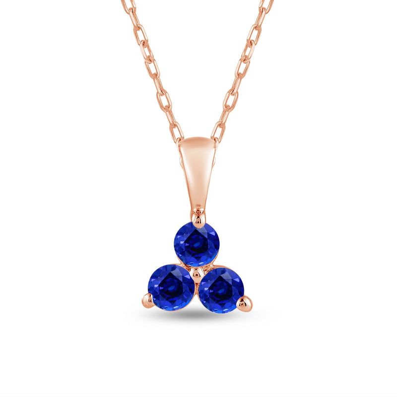 Sapphire Three Stone Cluster Pendant