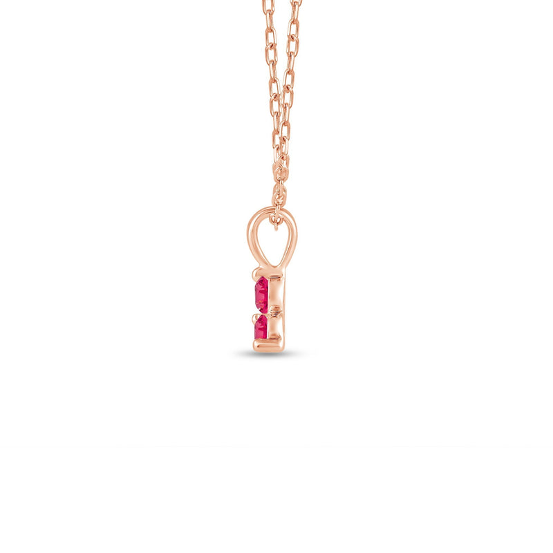 Ruby Three Stone Cluster Pendant