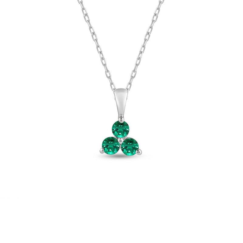 Emerald Three Stone Cluster Pendant