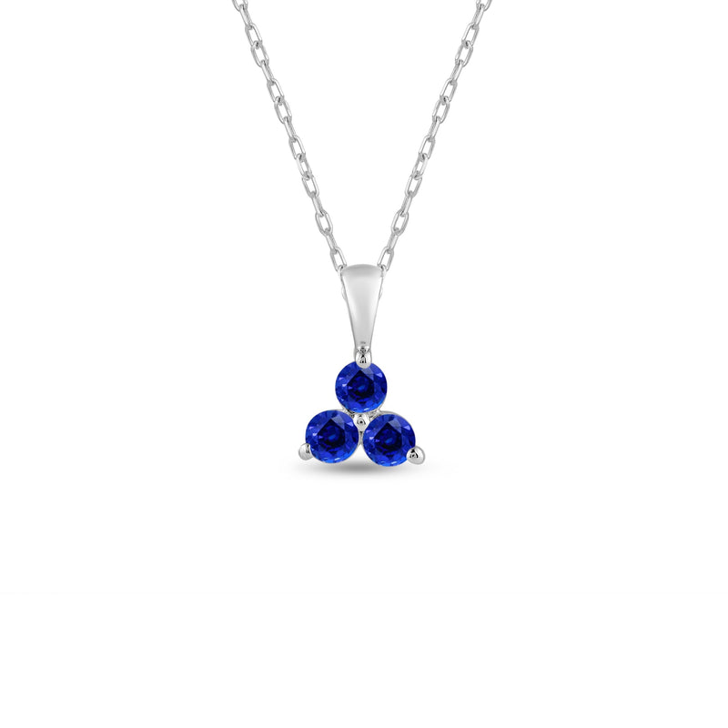 Sapphire Three Stone Cluster Pendant