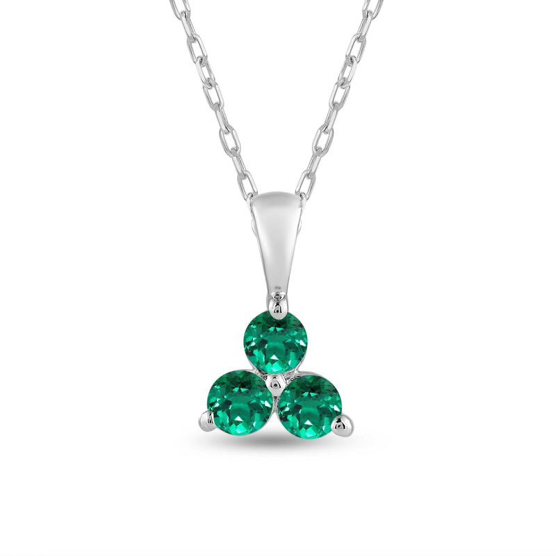Emerald Three Stone Cluster Pendant