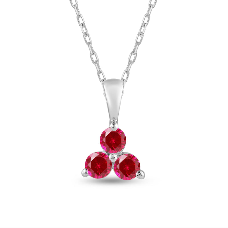 Ruby Three Stone Cluster Pendant