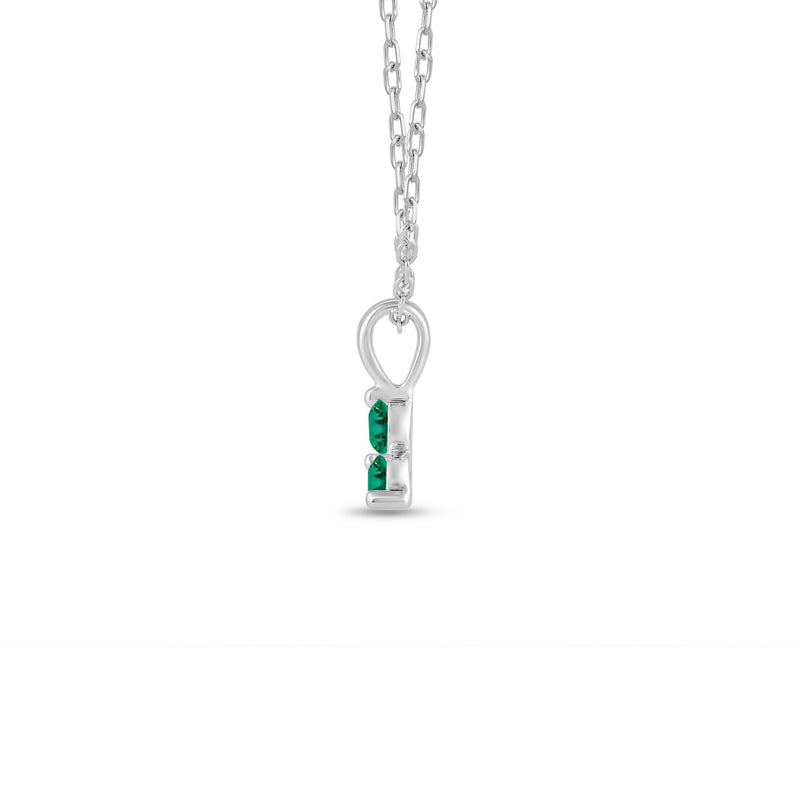 Emerald Three Stone Cluster Pendant