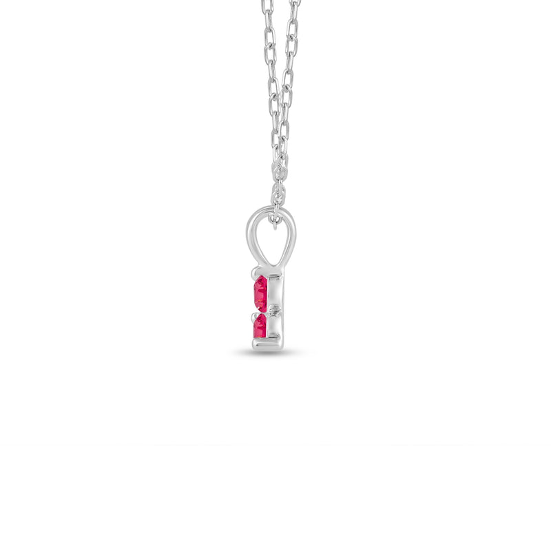 Ruby Three Stone Cluster Pendant
