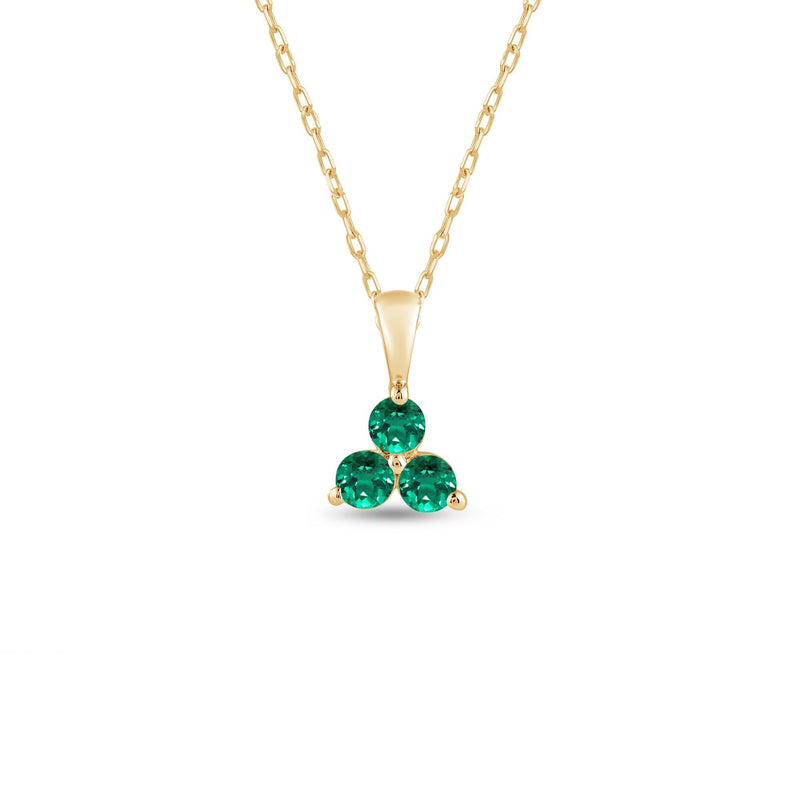 Emerald Three Stone Cluster Pendant