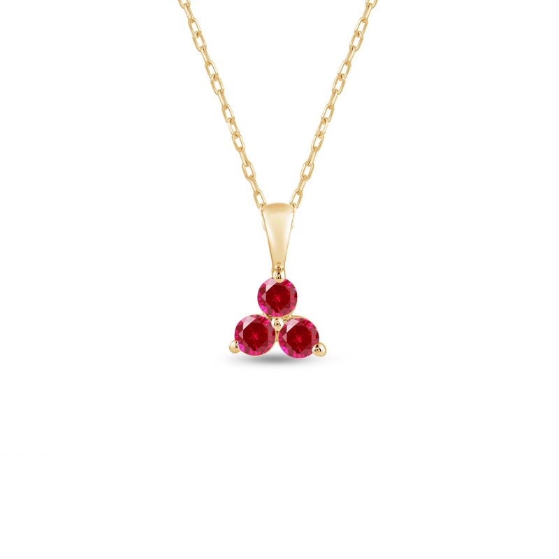Ruby Three Stone Cluster Pendant