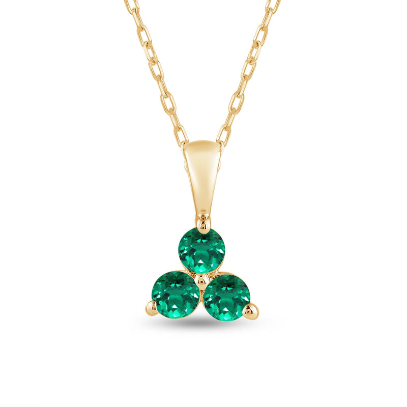 Emerald Three Stone Cluster Pendant