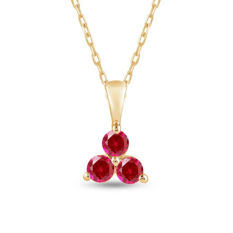 Ruby Three Stone Cluster Pendant