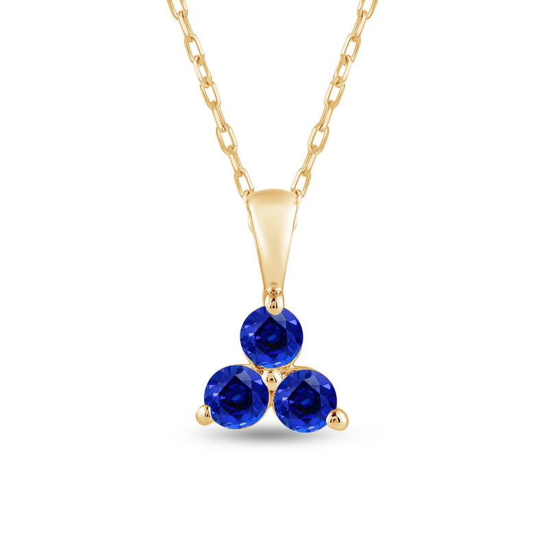 Sapphire Three Stone Cluster Pendant