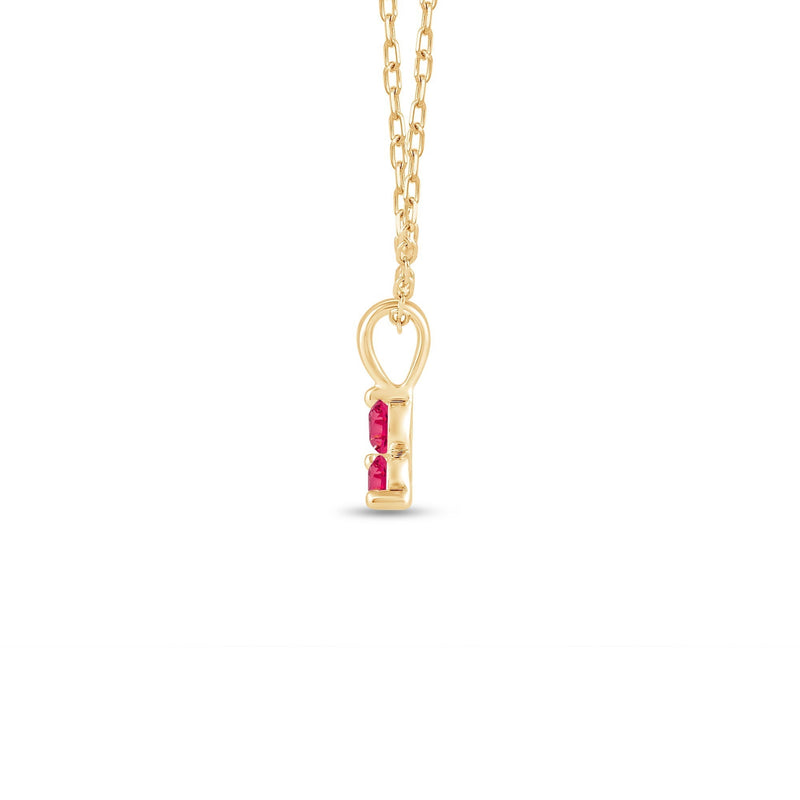 Ruby Three Stone Cluster Pendant