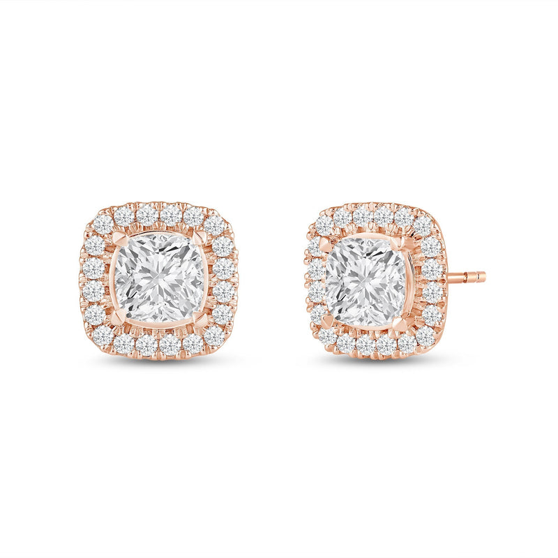 Cushion Diamond Halo Earrings
