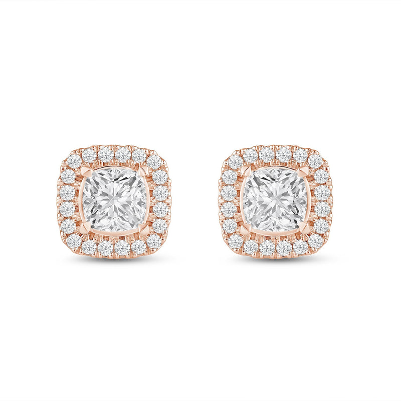 Cushion Diamond Halo Earrings