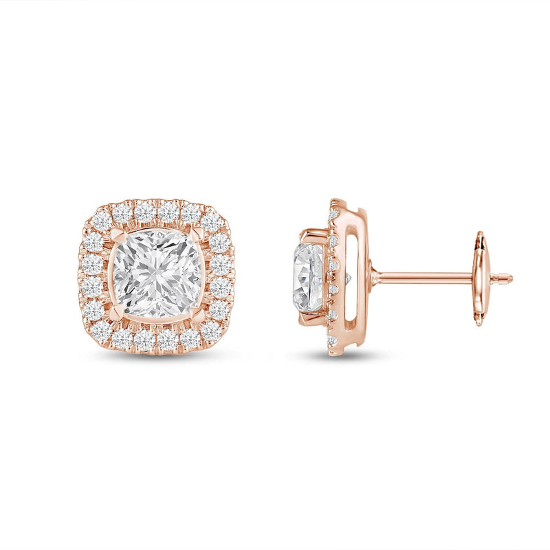 Cushion Diamond Halo Earrings