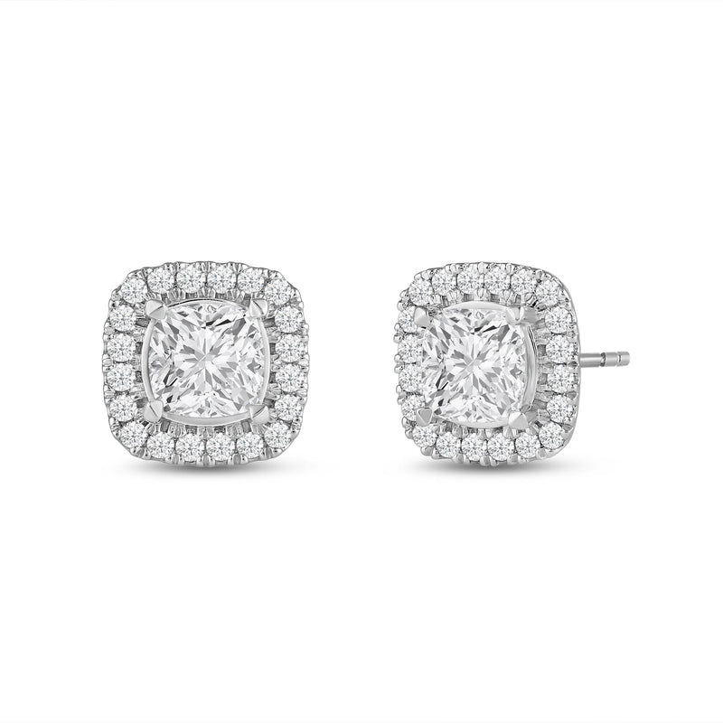 Cushion Diamond Halo Earrings