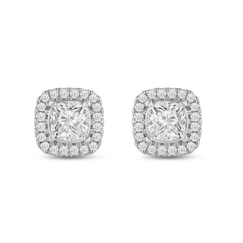 Cushion Diamond Halo Earrings
