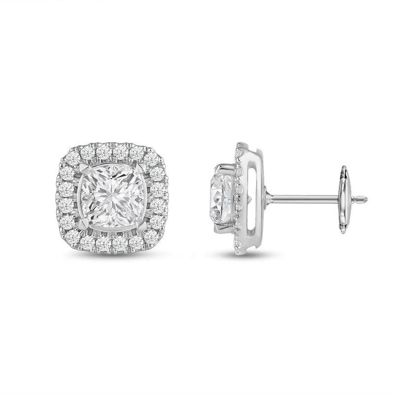 Cushion Diamond Halo Earrings