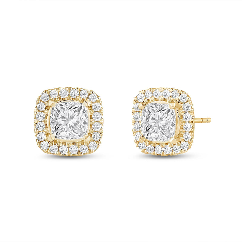 Cushion Diamond Halo Earrings
