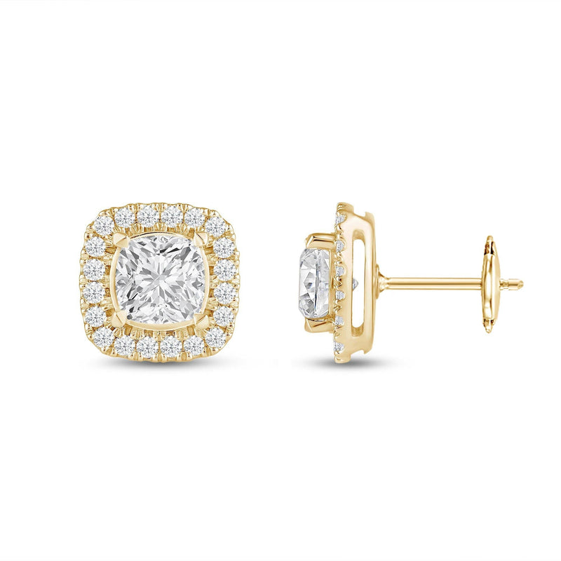 Cushion Diamond Halo Earrings