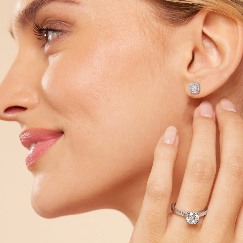 Cushion Diamond Halo Earrings
