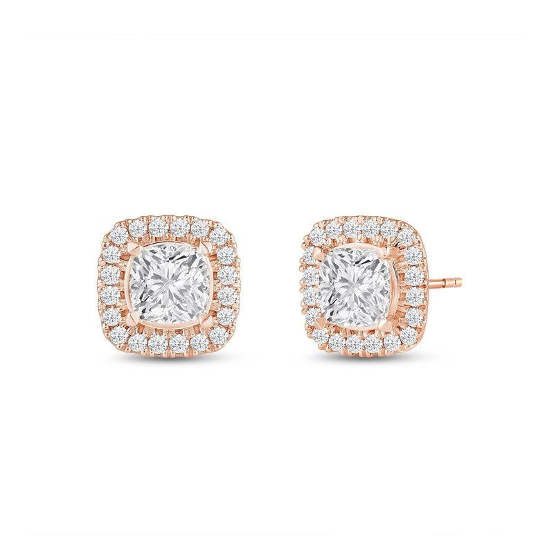 Cushion Diamond Halo Earrings