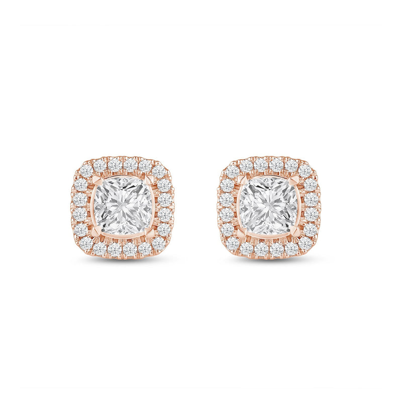 Cushion Diamond Halo Earrings