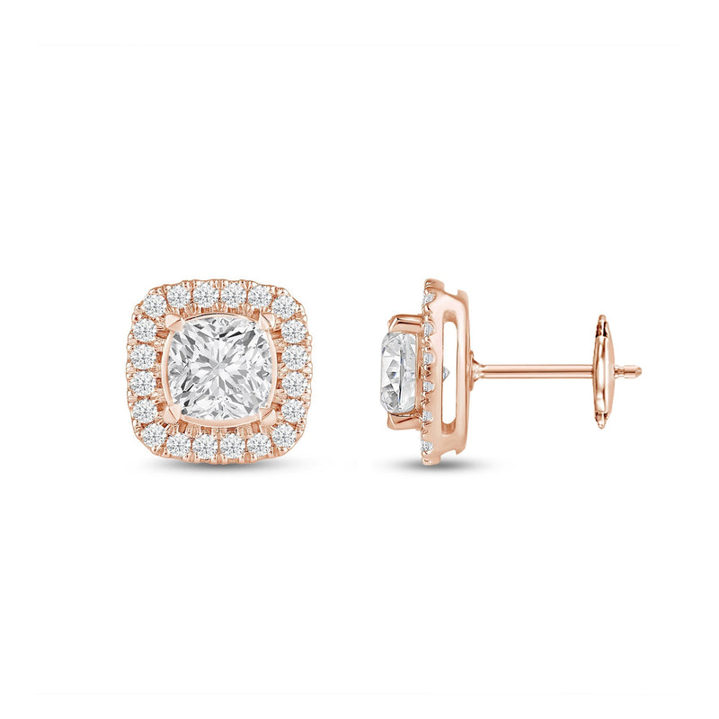Cushion Diamond Halo Earrings