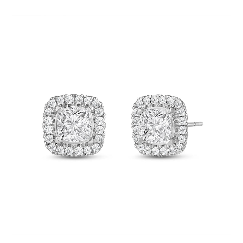 Cushion Diamond Halo Earrings